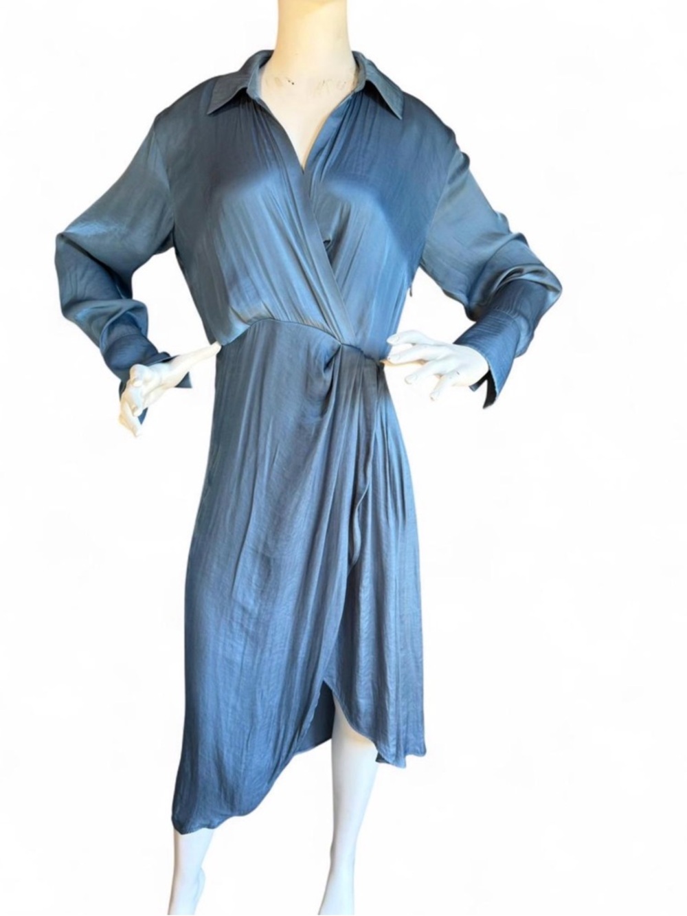 NWOT Steve Madden Blue Wrap-Style Shirt Dress